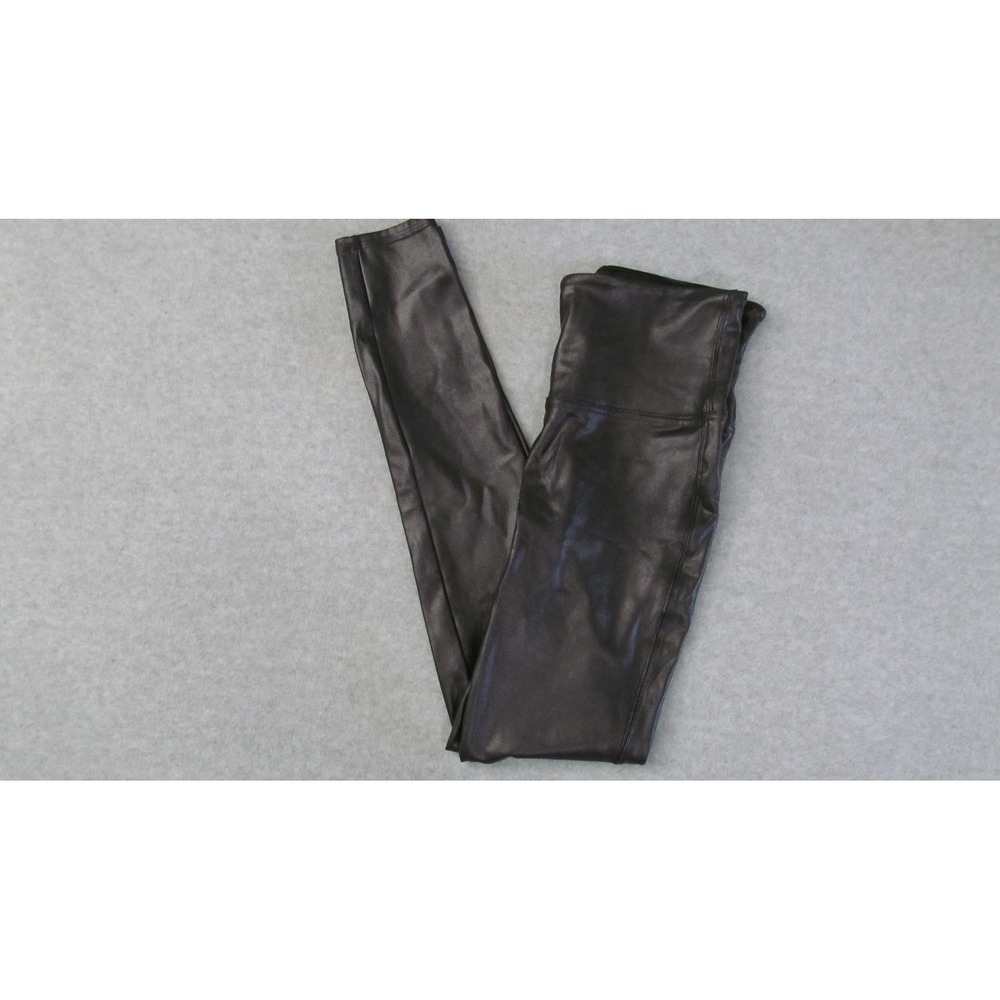 SPANX Faux Leather Leggings Womens Medium Black High Waist Shaping Leggings M